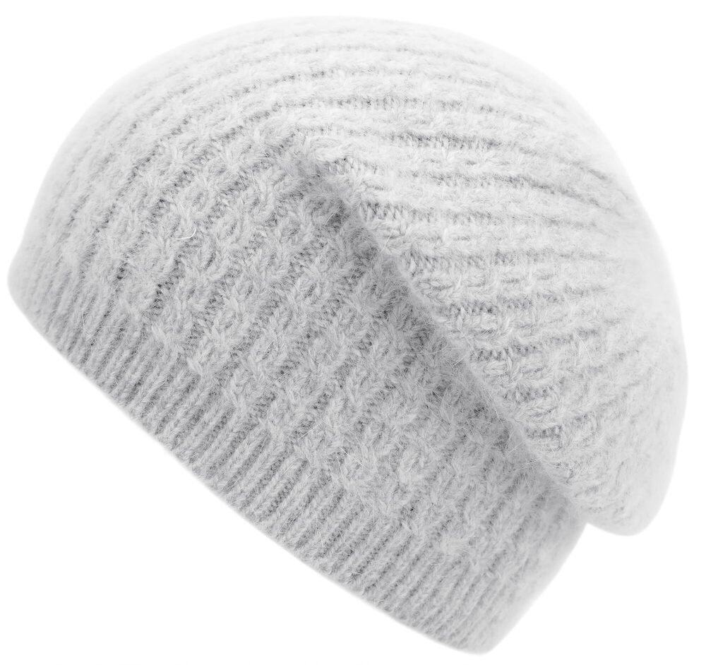 2834 Grey Cashmere Blend Beanie Winter Warm Slouchy Knit Beanie Ski Hat